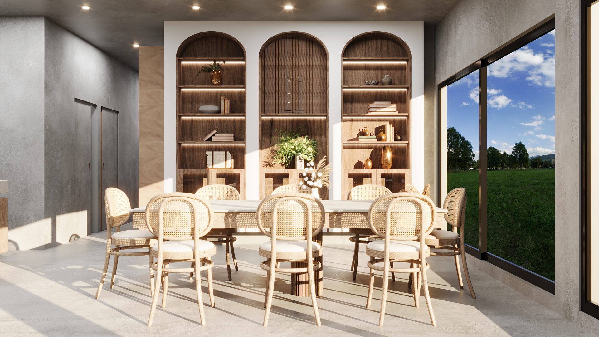 Precast concrete dining area design